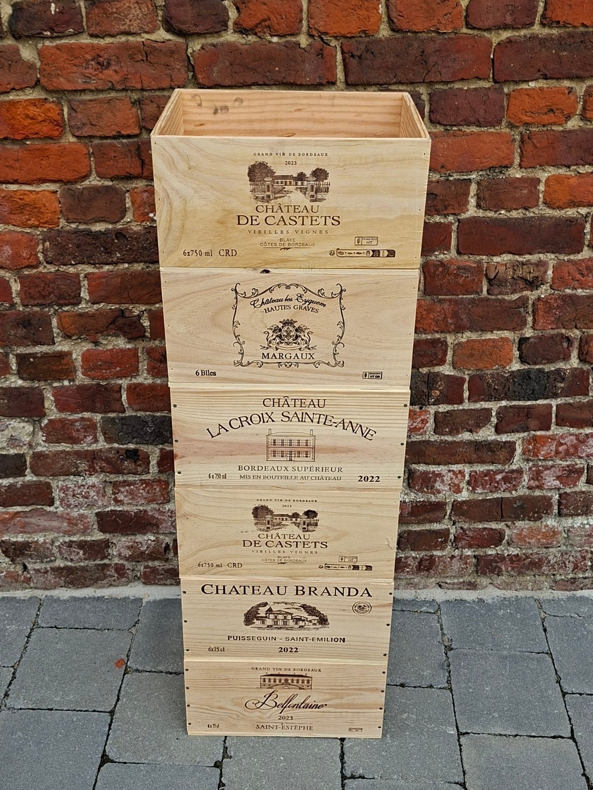 6 caisses à vin caisse en bois 35€, Ophalen, Hout