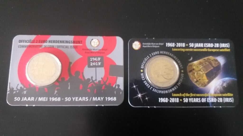 Pièces belges commémoratives de 2€ 2018 en Coincard., Enlèvement ou Envoi, Belgique, 2 euros, Monnaie en vrac