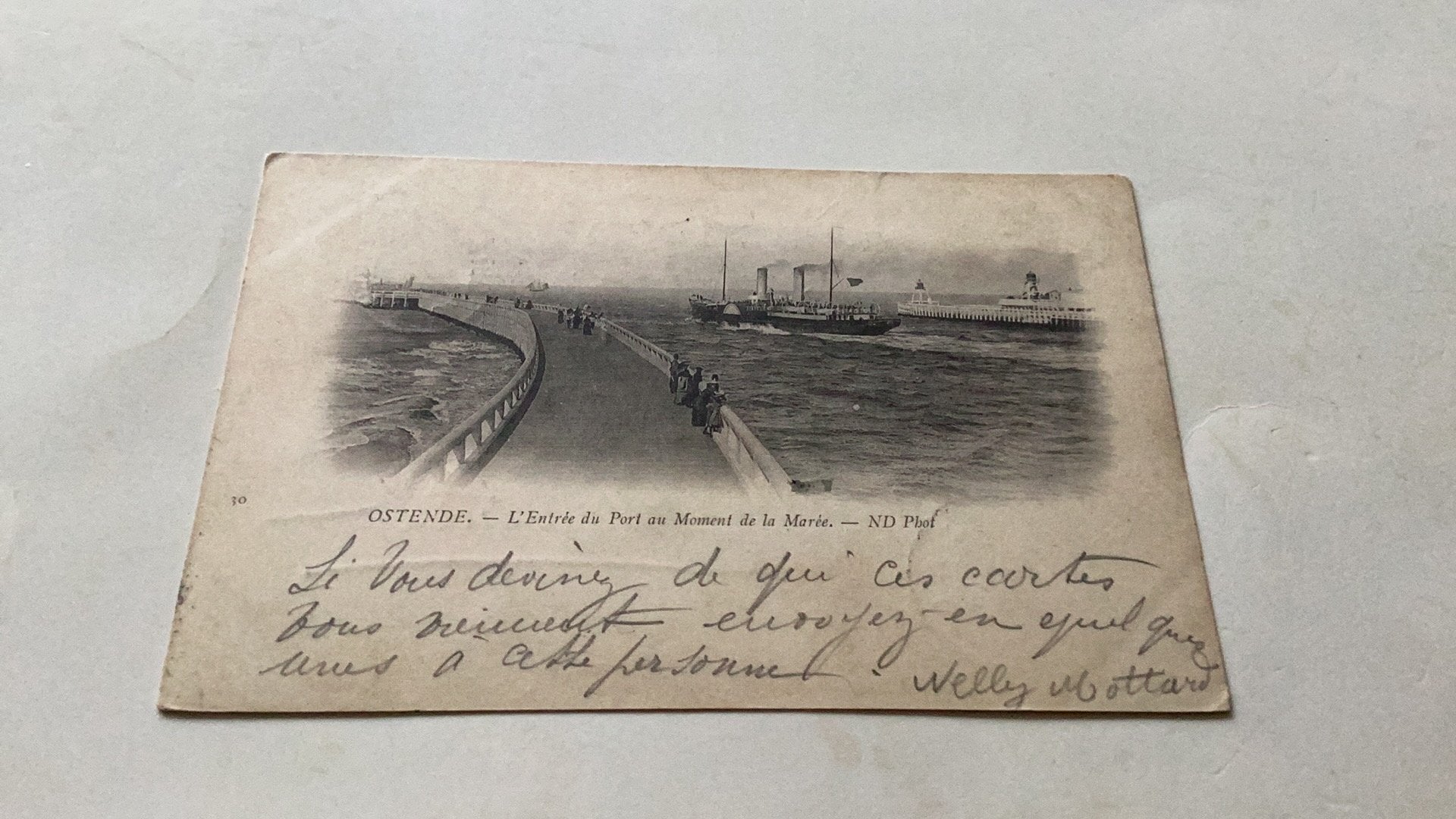Ostende pier kaart uit 1899 met trein stempel, Ophalen of Verzenden, Zo goed als nieuw