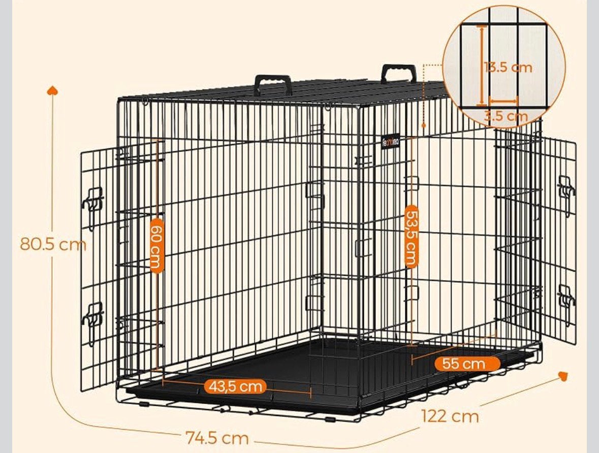 XXL Cage pour chien 2 portes 122 x 74,5 x 80,5 cm, Animaux & Accessoires, Enlèvement, Comme neuf