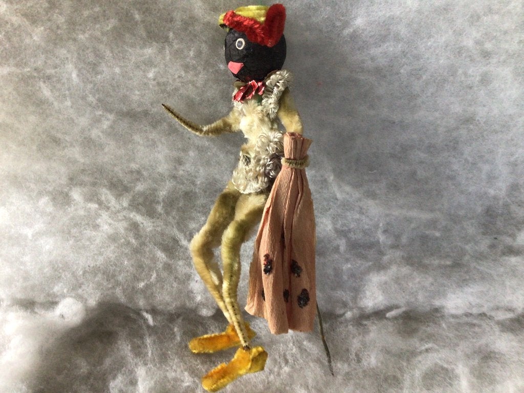 Oude Zwarte Piet. Chenille draadpoppetje. Jaren 50 -60, Ophalen of Verzenden