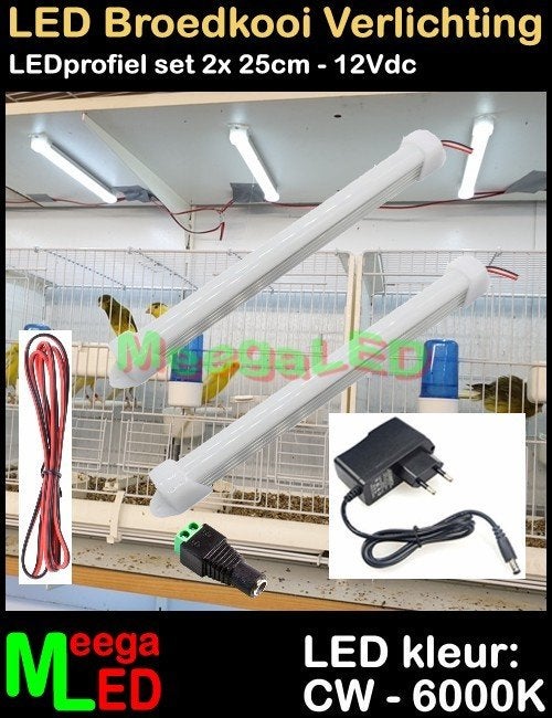 LED profiel strip SET 2x 25cm Broedkooi Kweekkooi Vogelkooi, Ophalen of Verzenden, Nieuw, Aluminium, Broedkooi of Kweekkooi