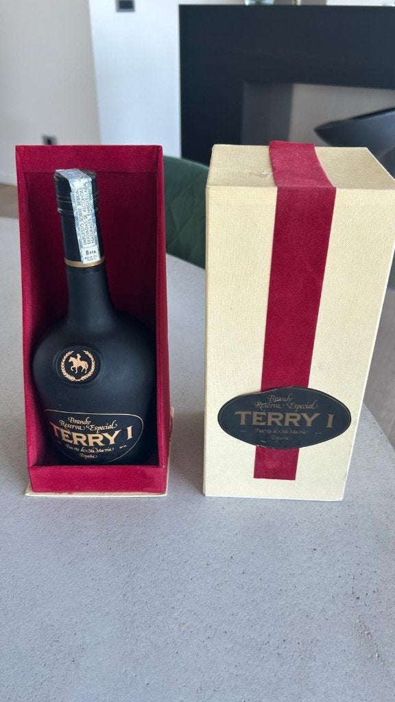 Terry 1 Brandy Reserva especial Vintage in originele doos, Verzamelen, Wijnen, Nieuw, Overige typen, Spanje, Vol, Ophalen of Verzenden