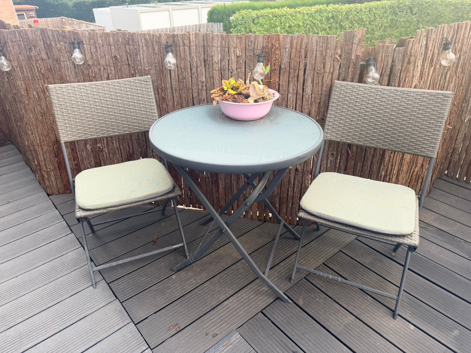 Bistroset, Tuin en Terras, Kunststof, Gebruikt, Tuinset, Eettafel