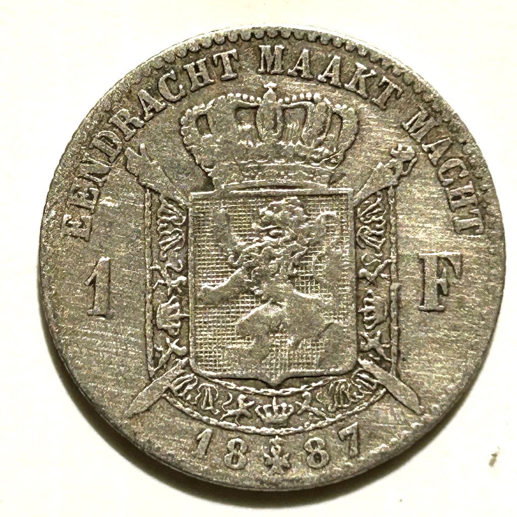 Belgique, 1 franc 1887, Enlèvement ou Envoi, Monnaie en vrac, Argent, Argent