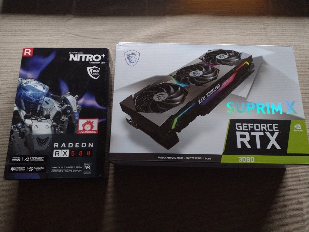 NITRO RX580 8GB / MSI RTX 3080 Suprim X 10GB / RTX 3080 12GB, Computers en Software, Ophalen, Zo goed als nieuw, AMD