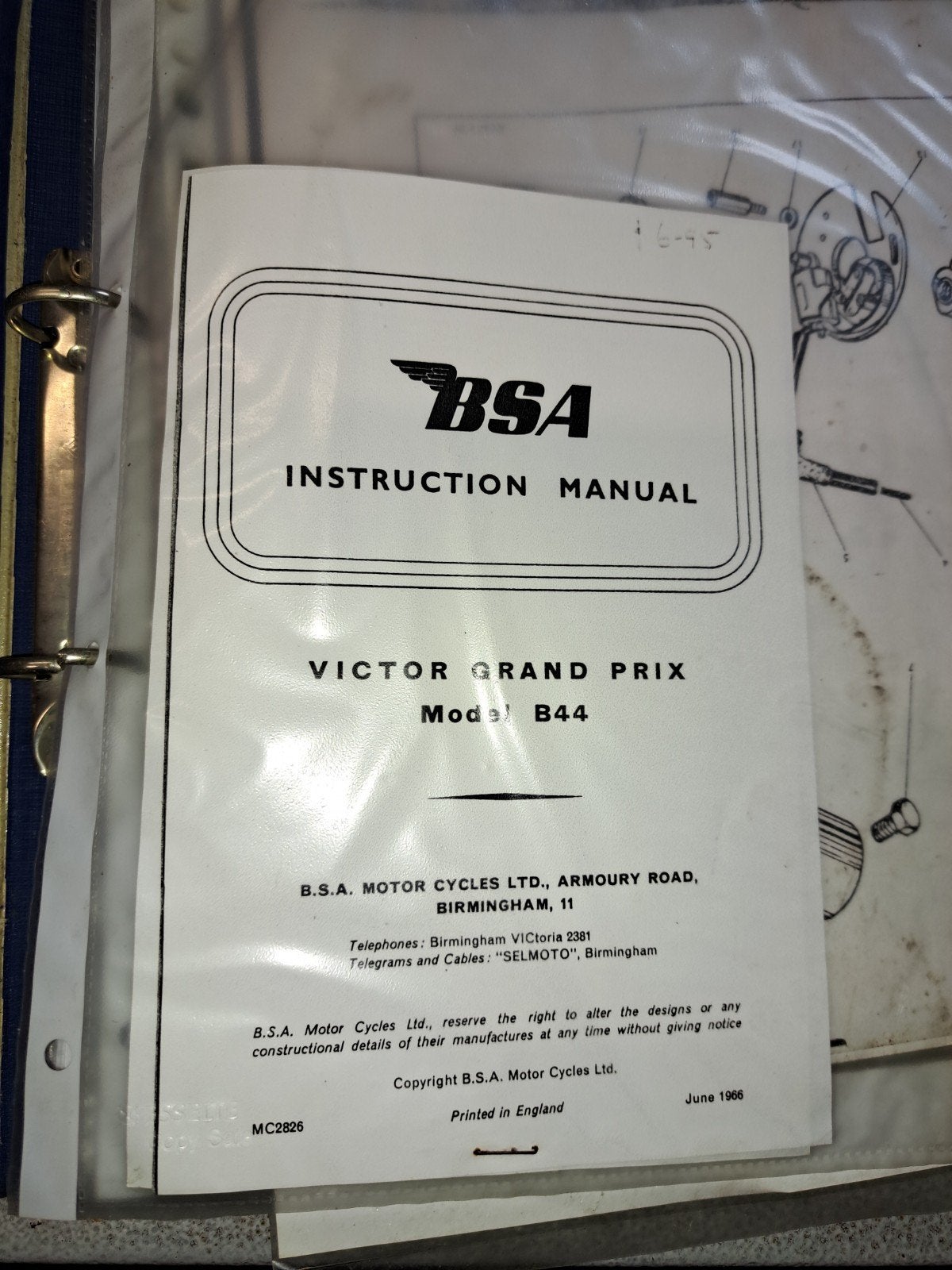 bsa technische fiches en handleidingen, Motos, Enlèvement