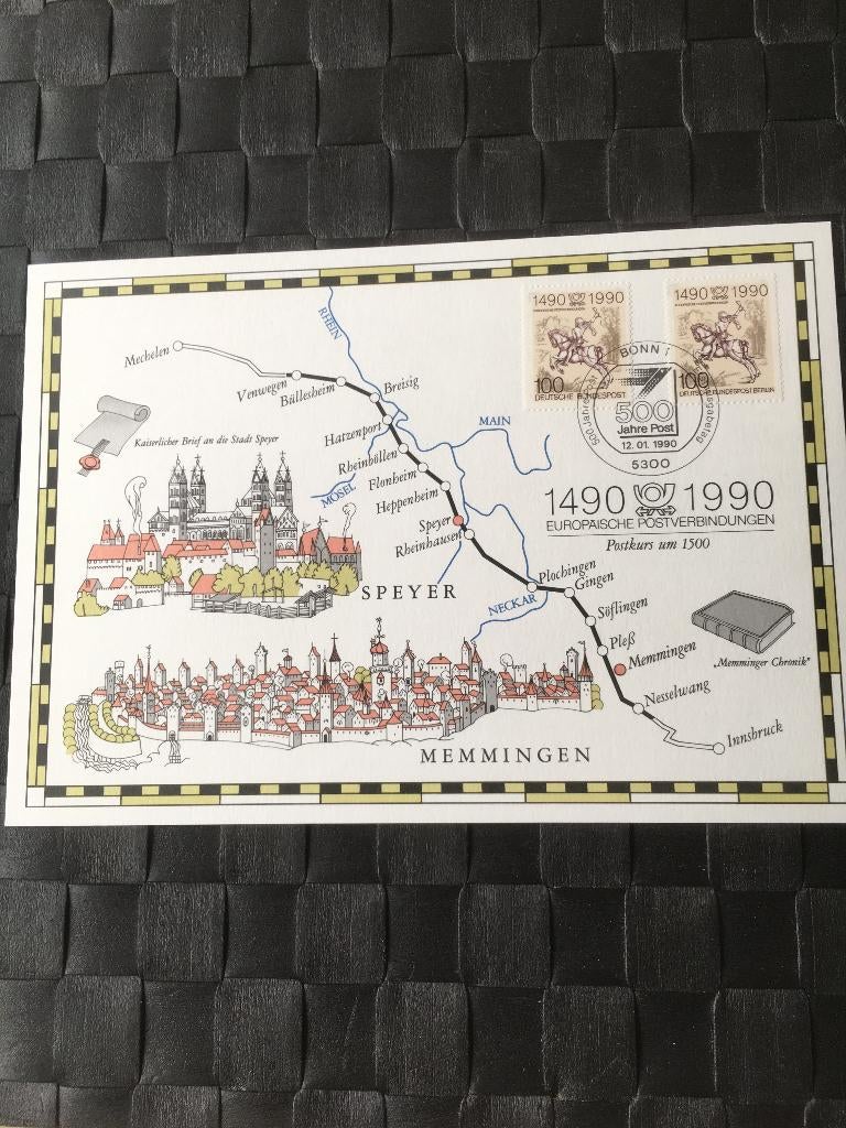 500e verjaardag eerste postverbinding. Stempel Bonn., Met stempel, Ophalen of Verzenden, Gestempeld, Gestempeld