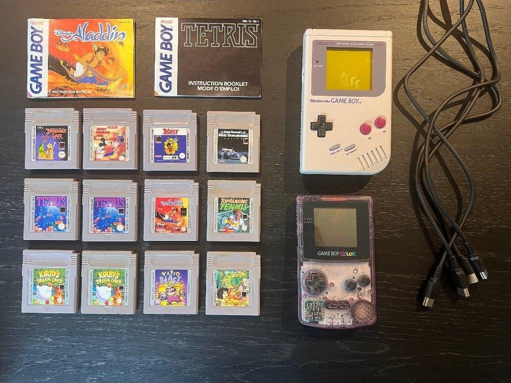 Gameboy gb01+ Gameboy color + 12 spellen + 2 linkkabels + .., Ophalen, Gebruikt, Overige genres, 1 speler