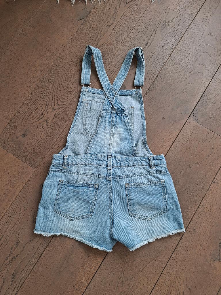 maat 158 : jeans salopette Denim Co zeer goed, Broek, Meisje, Ophalen of Verzenden, Zo goed als nieuw