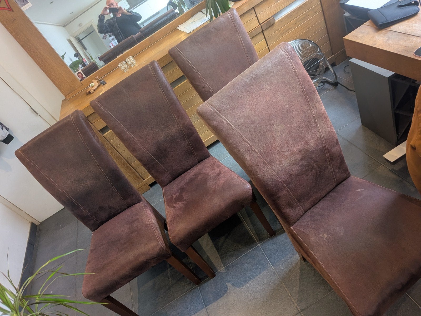 4 stoelen voor eetkamer, Brun, Enlèvement, Utilisé, Autres matériaux