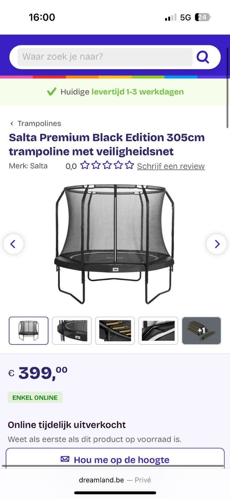 Trampoline te koop, Kinderen en Baby's, Speelgoed | Buiten | Trampolines, Ophalen, Gebruikt