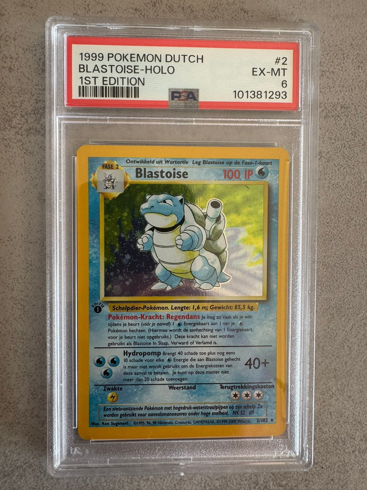 Pokemonkaart Blastoise 1st Edition, Hobby en Vrije tijd, Ophalen of Verzenden, Zo goed als nieuw