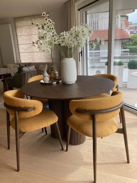 Eettafel en stoelen, Neuf, 100 à 150 cm, Quatre personnes, Rond
