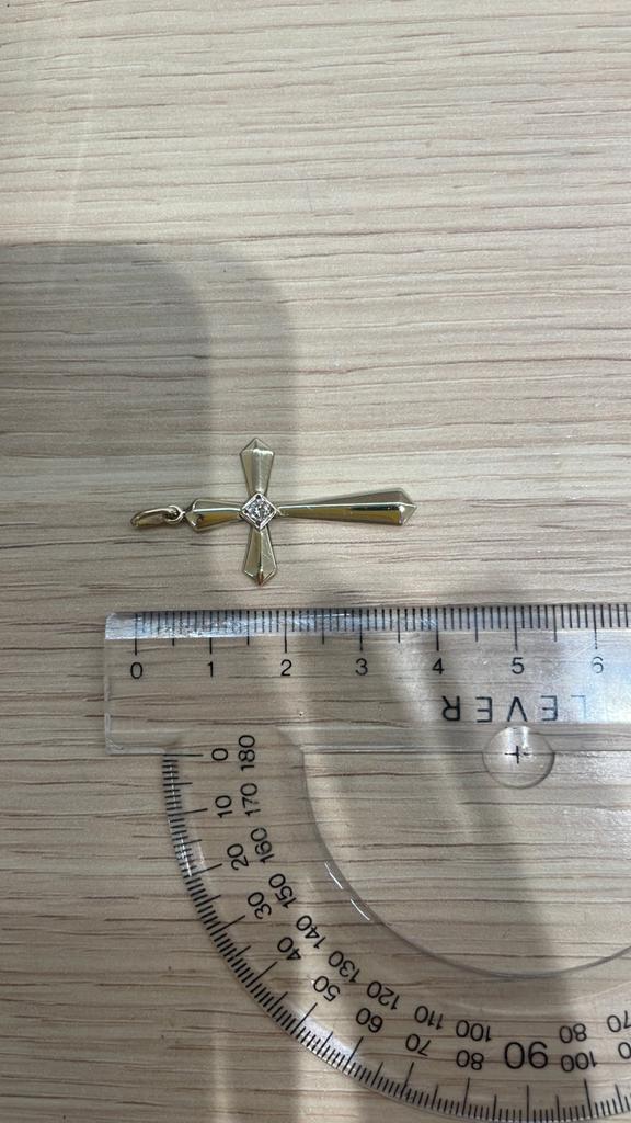 Geel gouden kruis 375 AU, Verzenden, Geel, Goud
