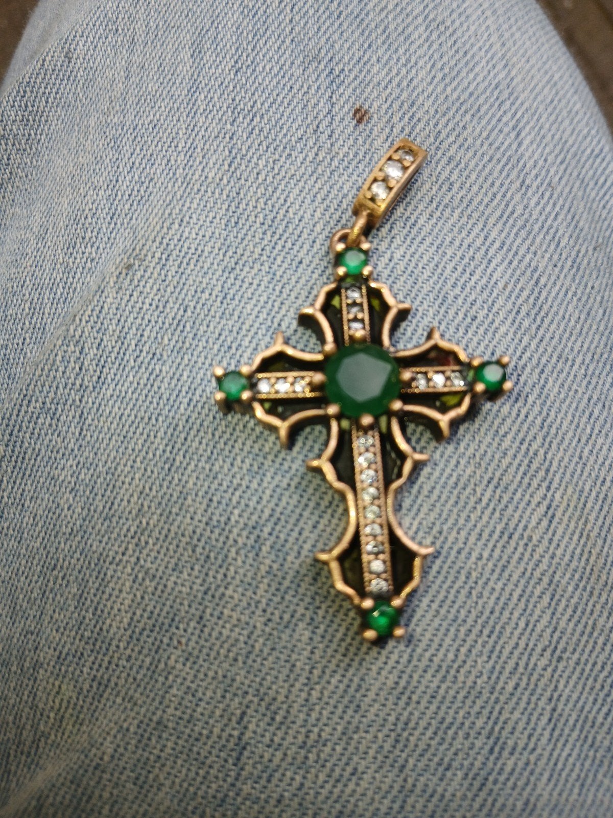 Croix avec marqueterie. Fond estampillé 925, Enlèvement