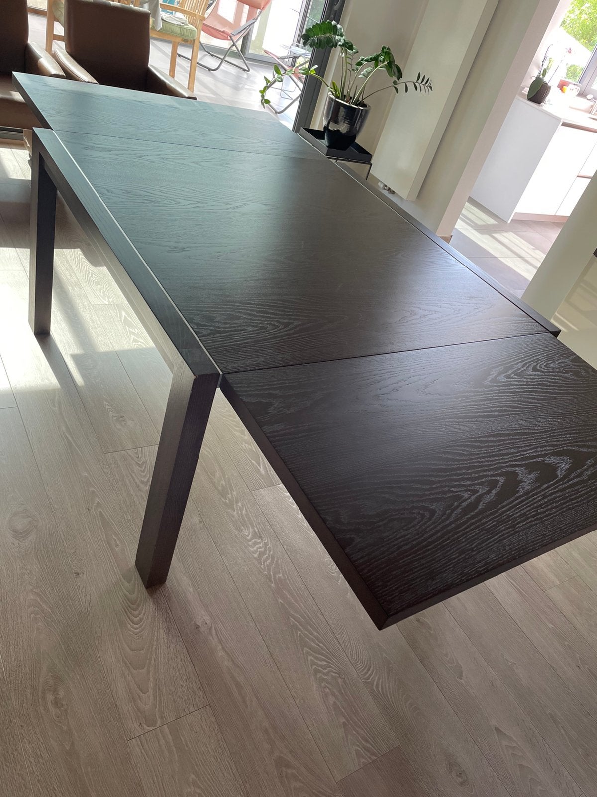 Massief hout vierkant vergrootbare tafel, Ophalen, Zo goed als nieuw, Rechthoekig