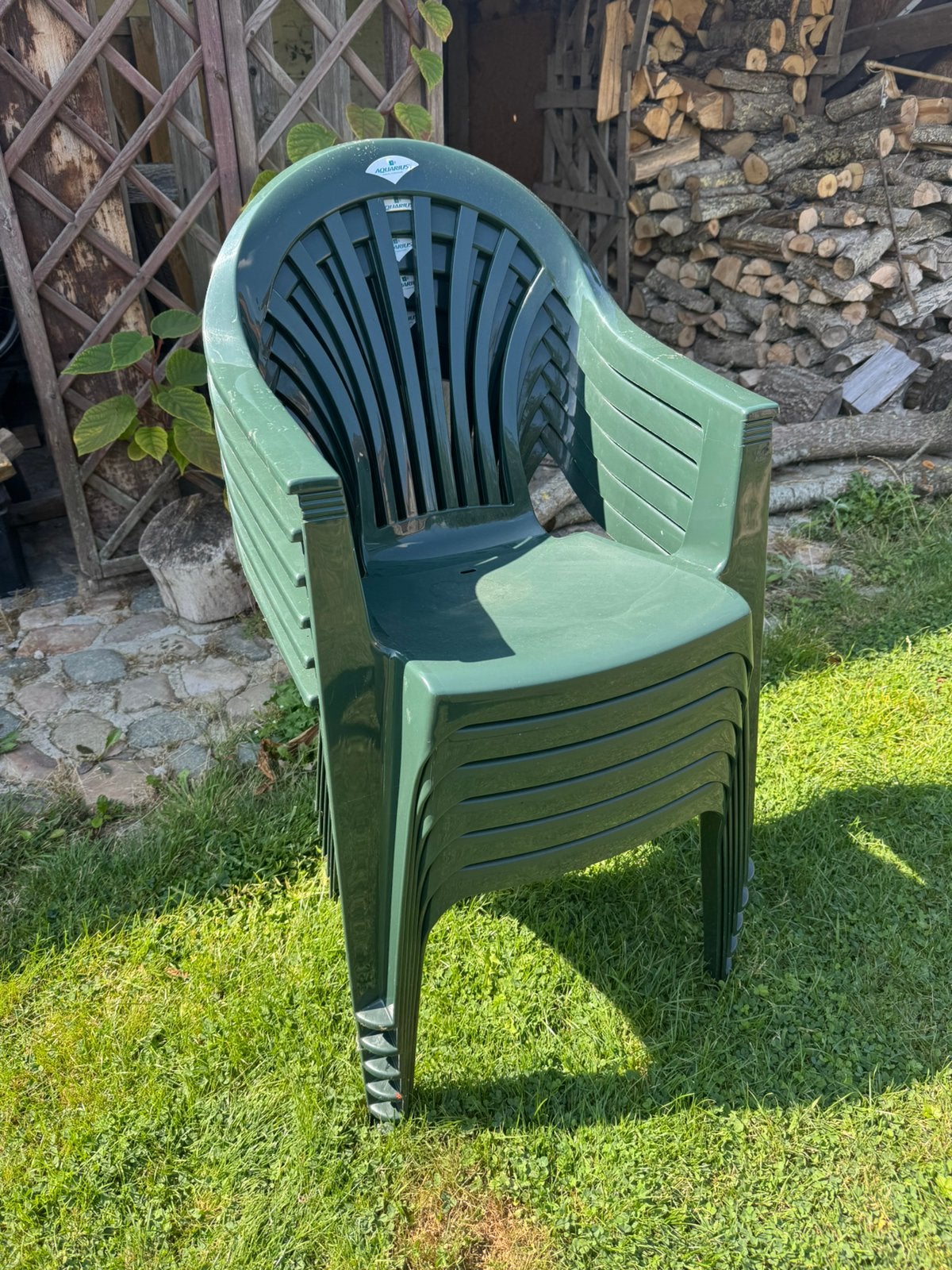 6 tuinstoelen, Ophalen, Gebruikt, Kunststof, Stapelbaar