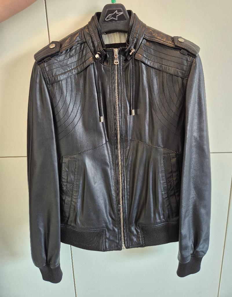 Lamslederen designerjas Dolce & Gabbana, Ophalen, Maat 52/54 (L), Zwart, Dolce&Gabbana
