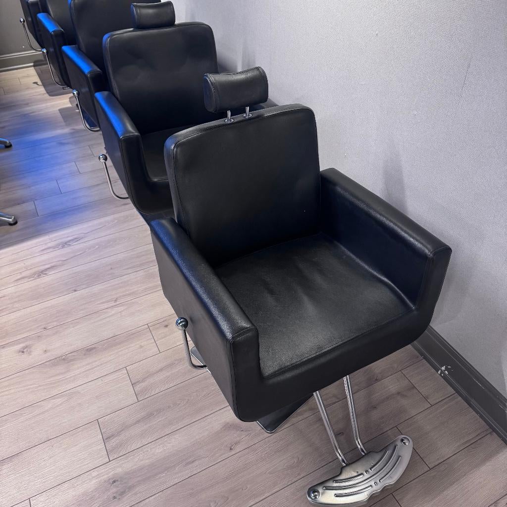 epileerstoel 4 stuks zwart kappersstoel knipstoel heren dame, Comme neuf, Noir, Cuir, Campagnard