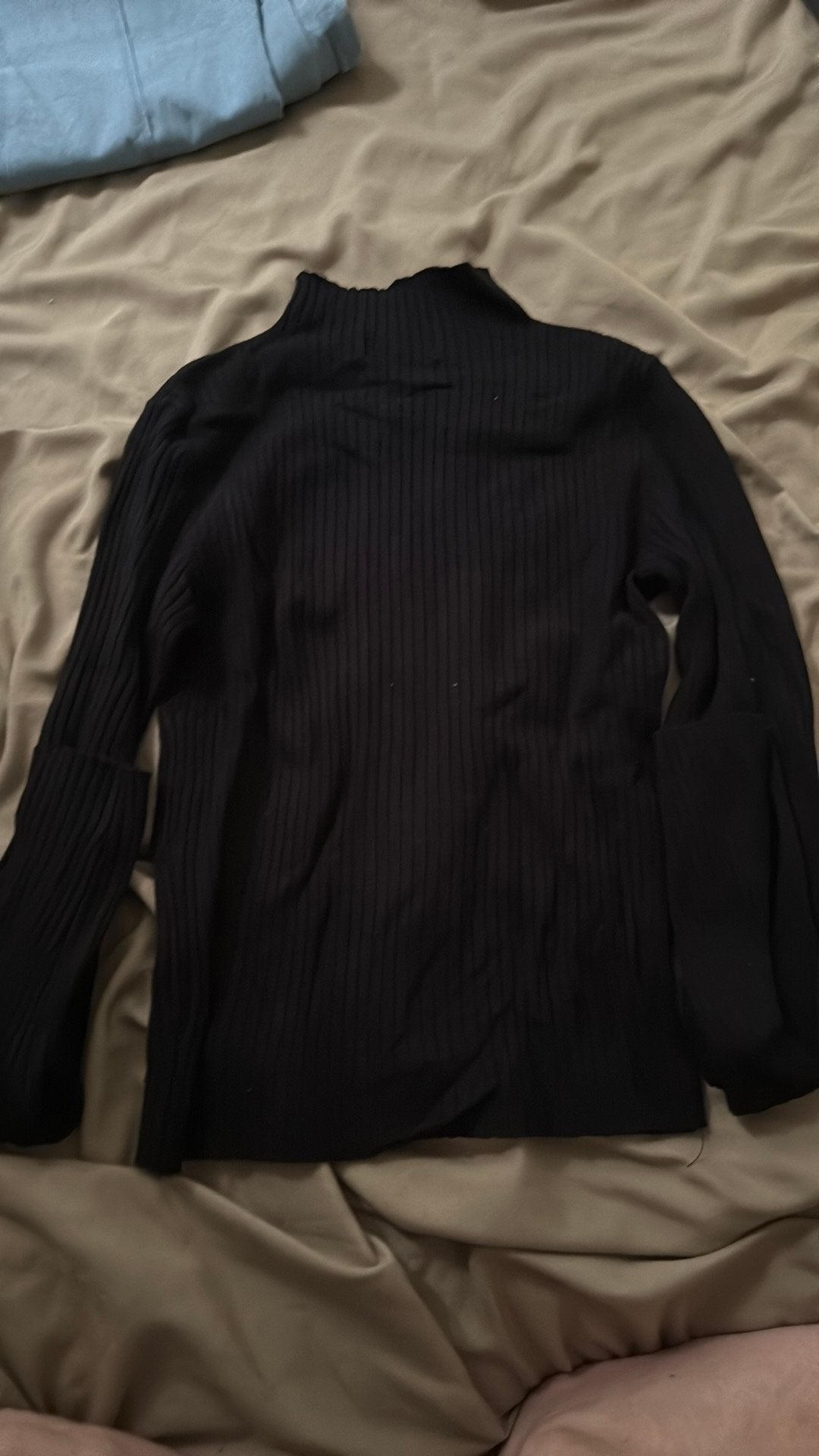Topje, met lange mouwen en een kolletje, Kleding | Dames, Topjes, Zwart, Ophalen of Verzenden, Zo goed als nieuw, Lange mouw