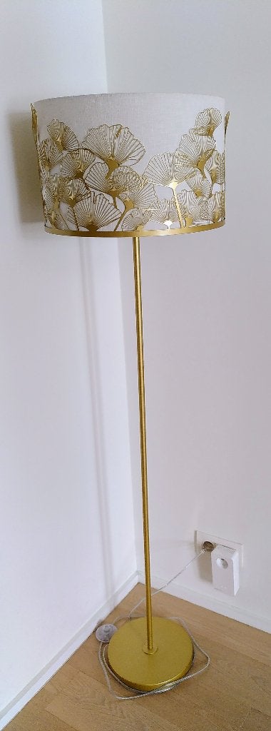 Lampadaire blanc/doré, Maison & Meubles, Lampes | Lampadaires, Métal, Enlèvement