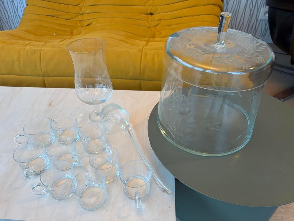 Glazen punch set, Ophalen, Zo goed als nieuw