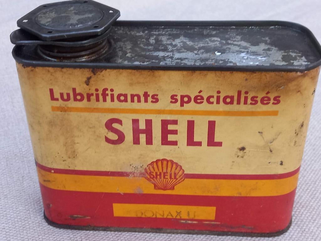 vintage olieblik SHELL Lubrificants Spécialisés Donax, Ophalen of Verzenden, Gebruikt