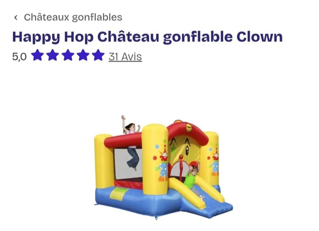 NEUF happy hop chateau gonflable Clown, Kinderen en Baby's, Speelgoed | Buiten | Springkussens, Ophalen
