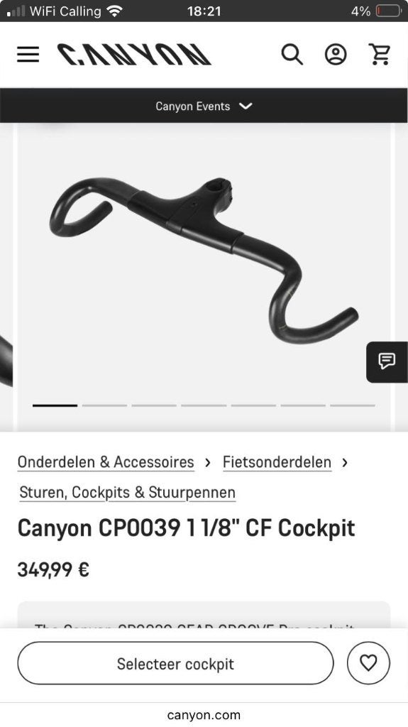 Canyon Cockpit CF, Ophalen, Nieuw, Canyon