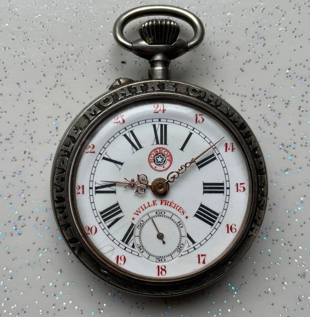 Montre ROSKOPF  véritable montre chemin de fer type 10 et 12, Enlèvement, Omega, Montre de poche, Acier