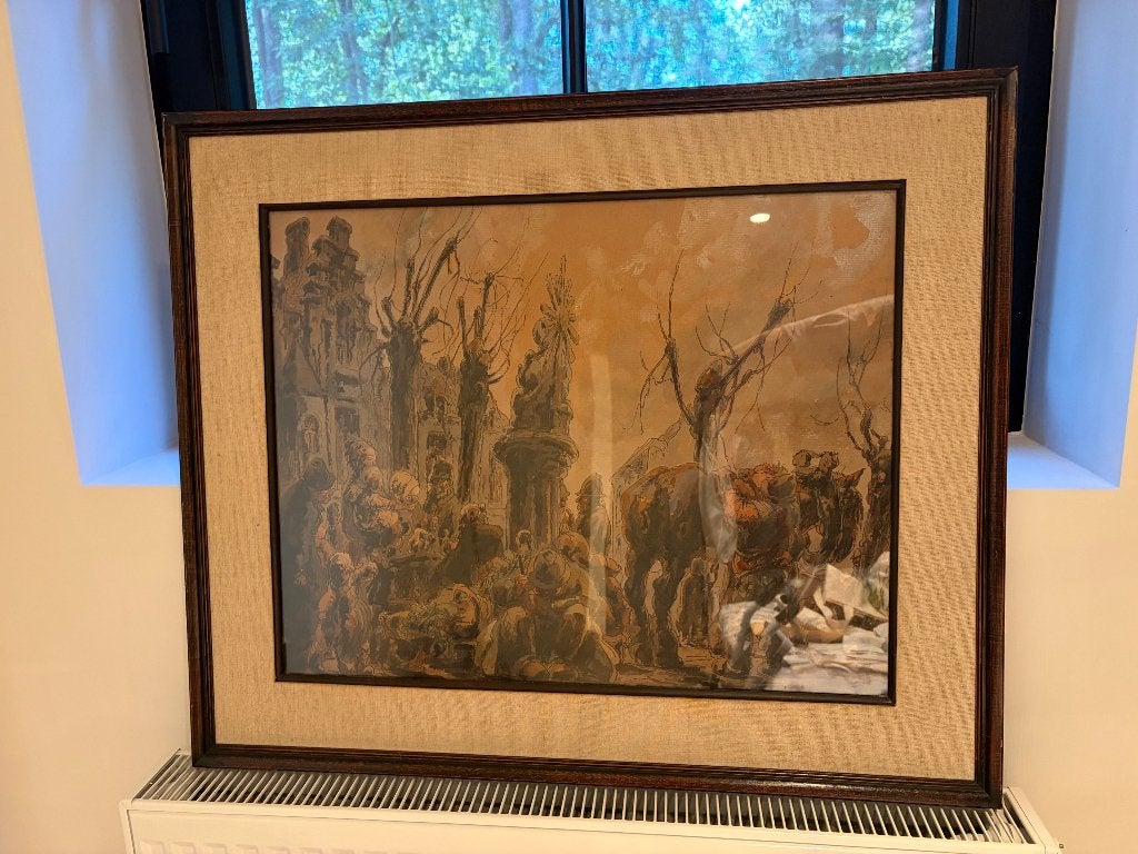 Alfred Ost (1884—1945) — dessin original — grand format, Antiquités & Art, Sous verre, Enlèvement ou Envoi, Expressionniste, Dessin