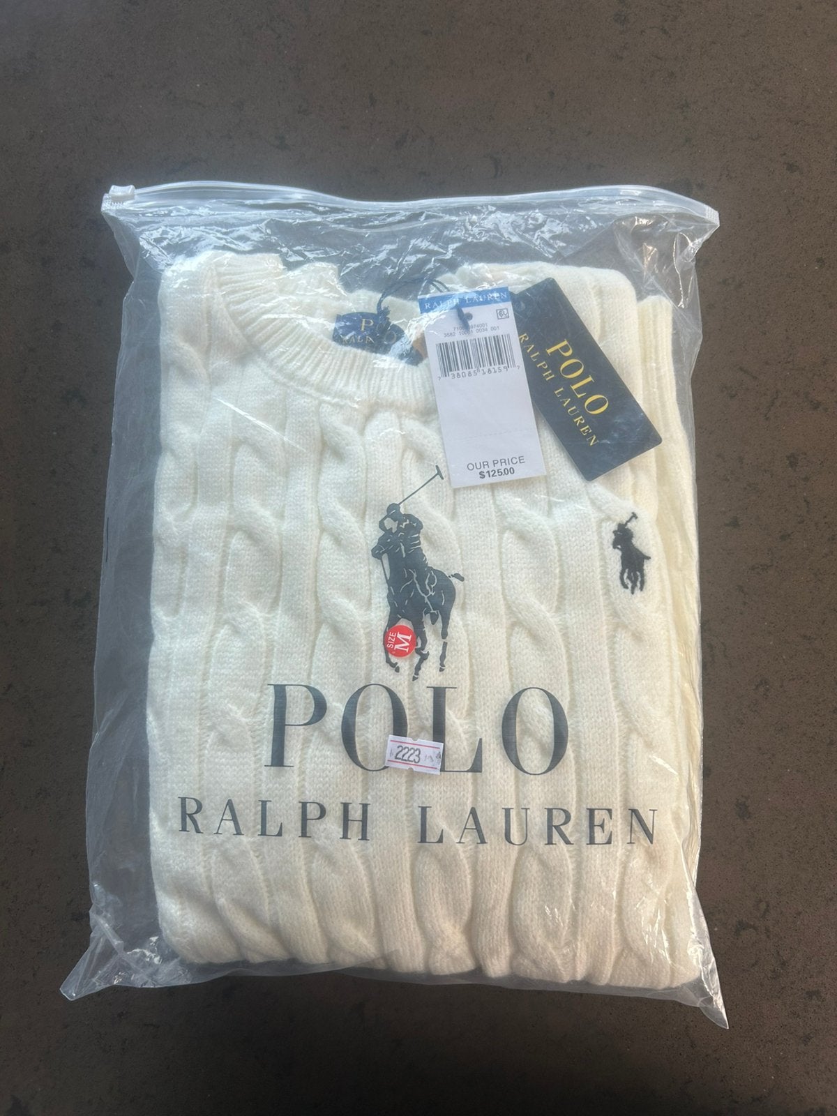 Witte kabelgebreide Ralph Laure trui, Kleding | Heren, Truien en Vesten, Verzenden, Nieuw, Maat 48/50 (M), Wit