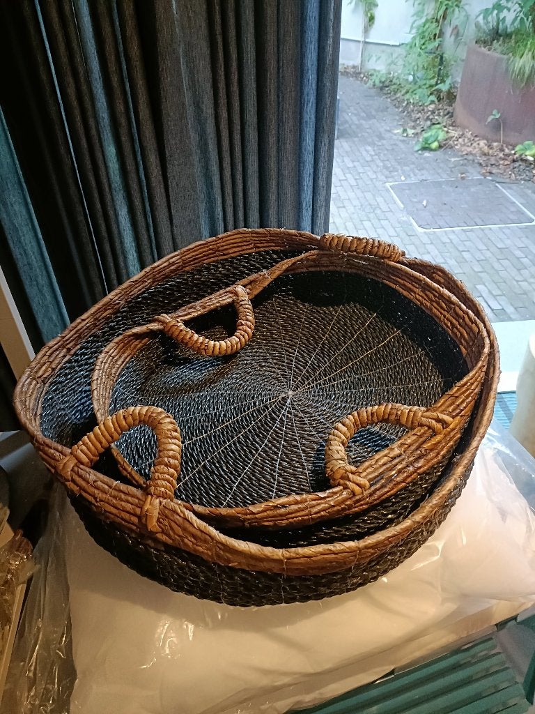 Zeegras/riet Keyah basket schaal/mand, Overige materialen, Schaal, Rond, Nieuw