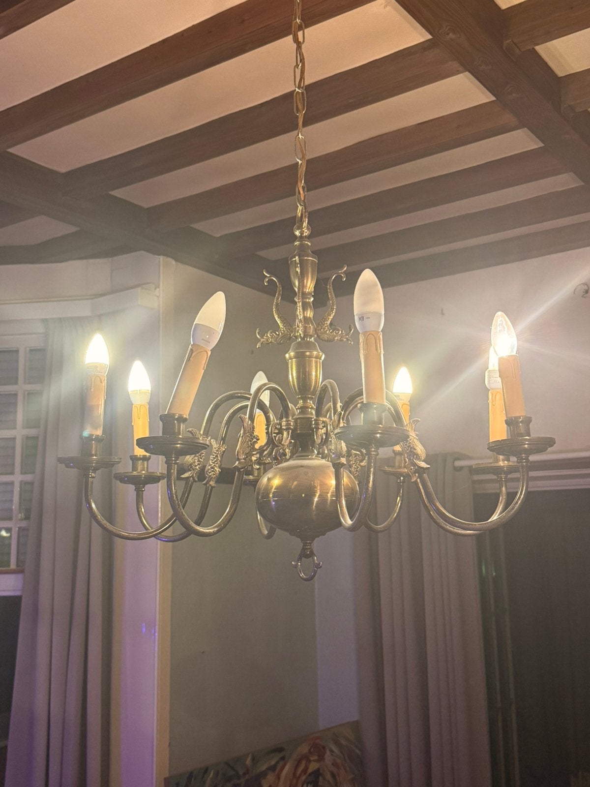 Luminaire suspension, Maison & Meubles, Lampes | Lustres, Enlèvement, Utilisé, Métal, Antique