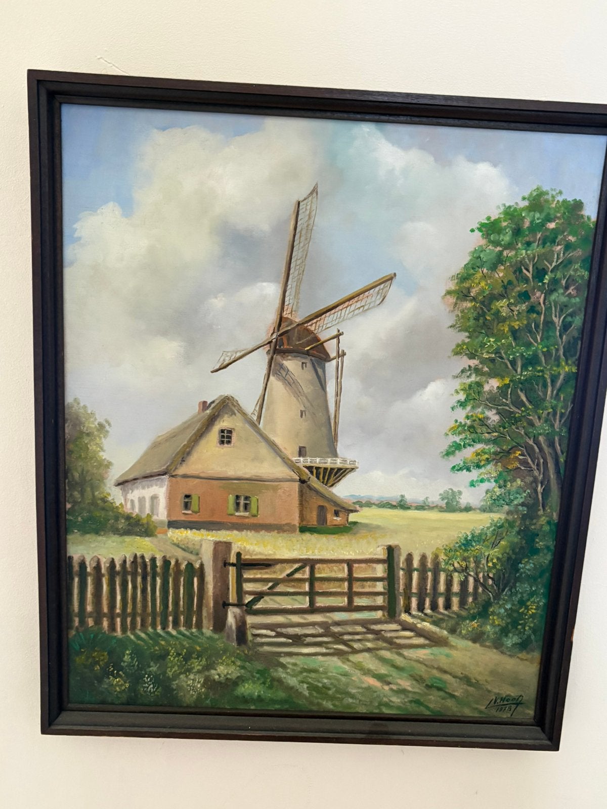 Schilderij Hollandse Molen, Ophalen, Oud hollands, Bijzondere lijst, Landschap