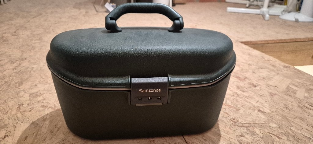Beautycase Samsonite donkergroen in prima staat, Bijoux, Sacs & Beauté, Boîtes de maquillage & Beauty case, Comme neuf, Avec miroir(s)