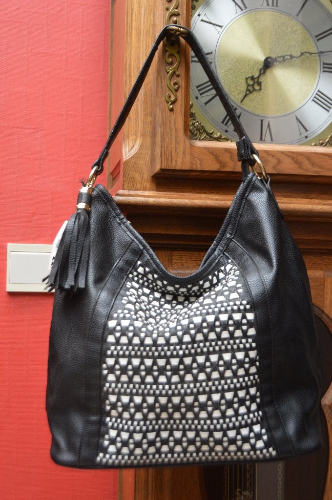 Joli sac en similicuir noir et blanc NEUF!, Enlèvement ou Envoi, Neuf, Noir, Sac à bandoulière
