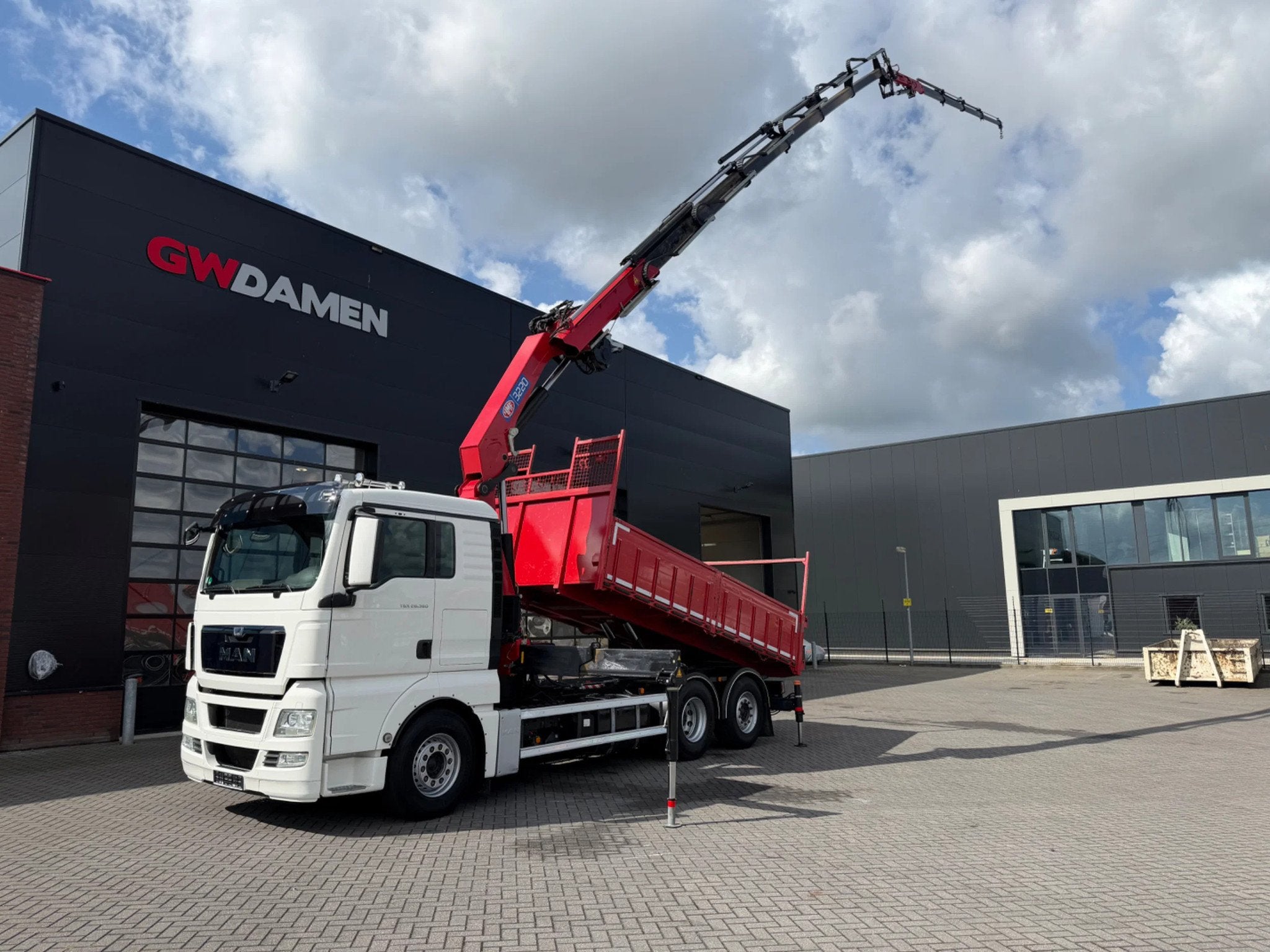 MAN TGX 26.360 6x2 Kipper/Kraan HMF 3220+Flyjib,winch, Auto's, Euro 5, 360 pk, MAN, Wit