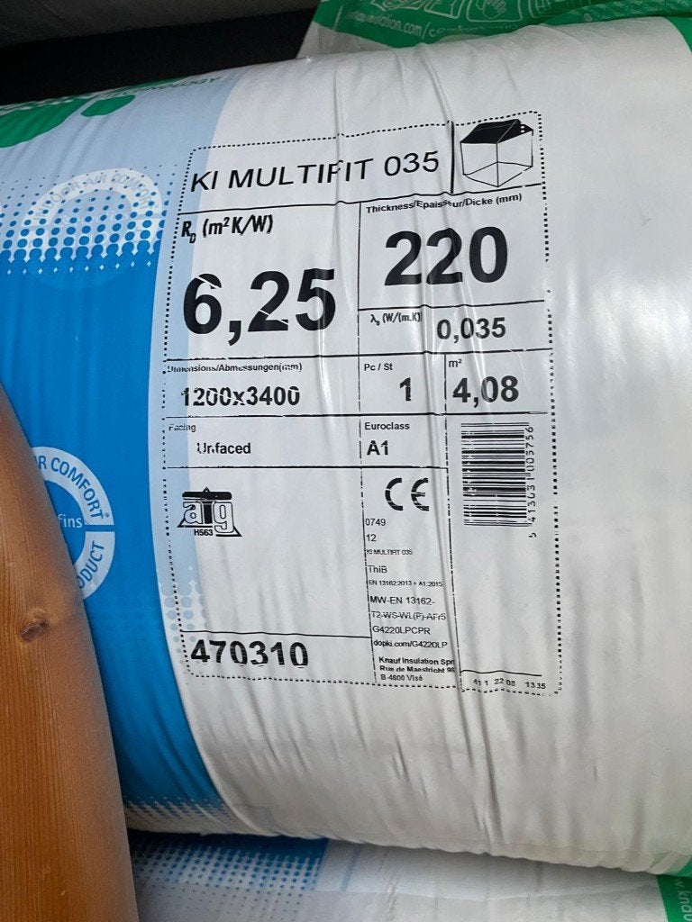 Glaswol Knauf multifit 22 cm dikte, Enlèvement, Neuf, Laine de verre, 12 cm ou plus