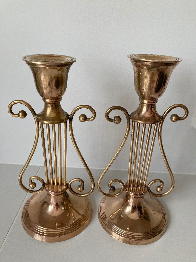 Vintage harpkandelaars, Ophalen, Overige materialen, Gebruikt, 23 cm