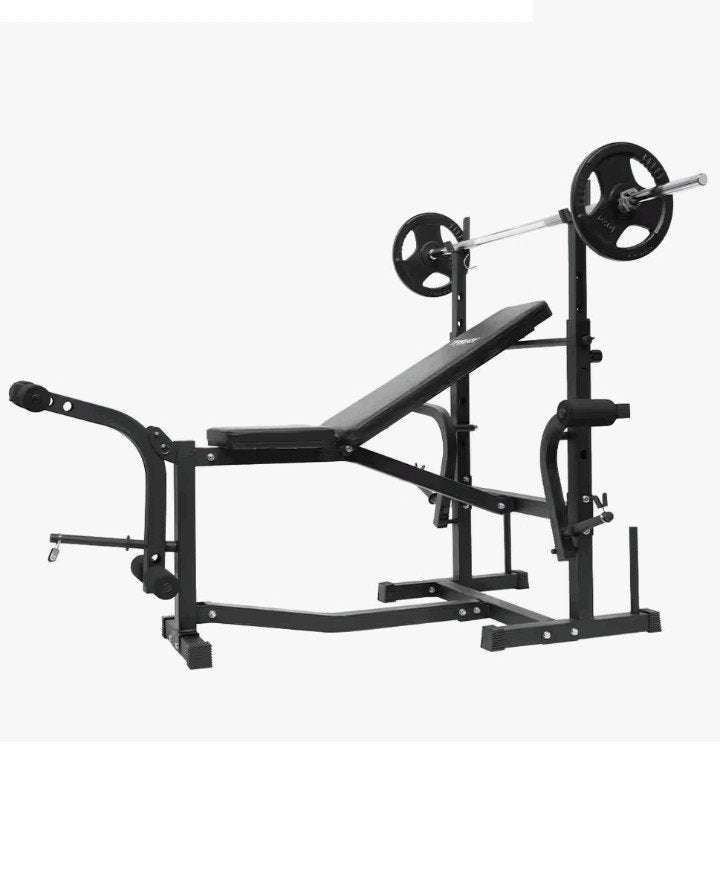 2 toestellen +grote bar+halters+ gewichten, Sport en Fitness, Ophalen, Gebruikt