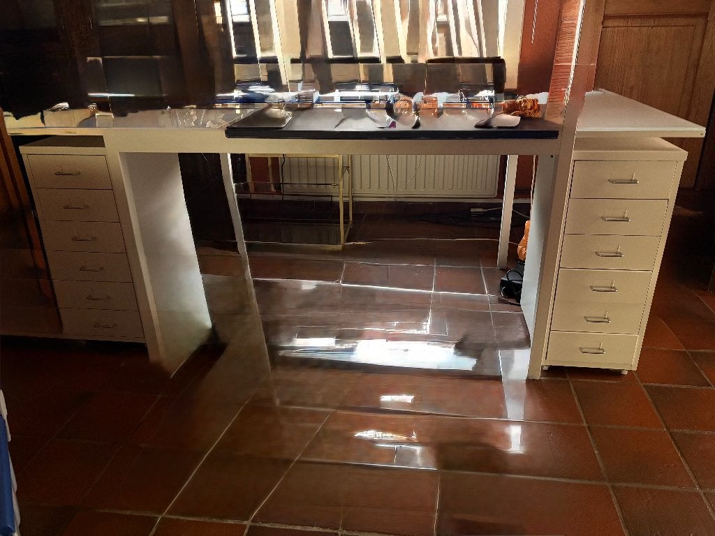 Bureau met opbergcombinatie, Huis en Inrichting, Bureaus, Ophalen, Gebruikt, Met lades, IKEA