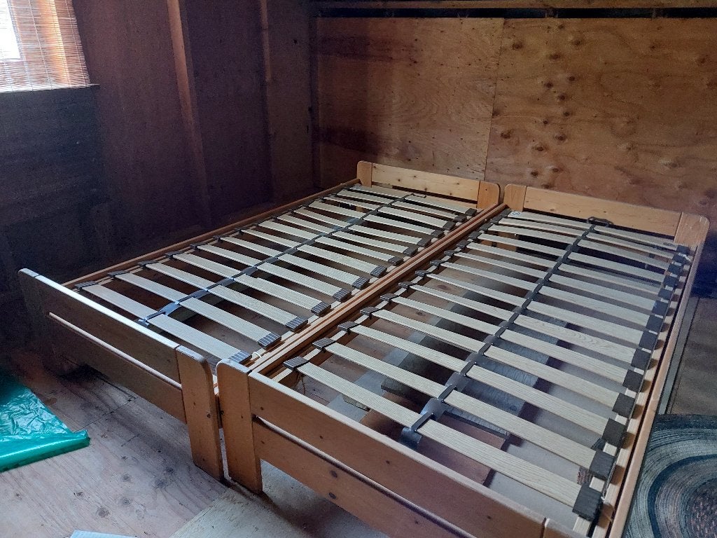 lit sommier, Maison & Meubles, Chambre à coucher | Lits, 90 cm, Brun, Enlèvement, Utilisé