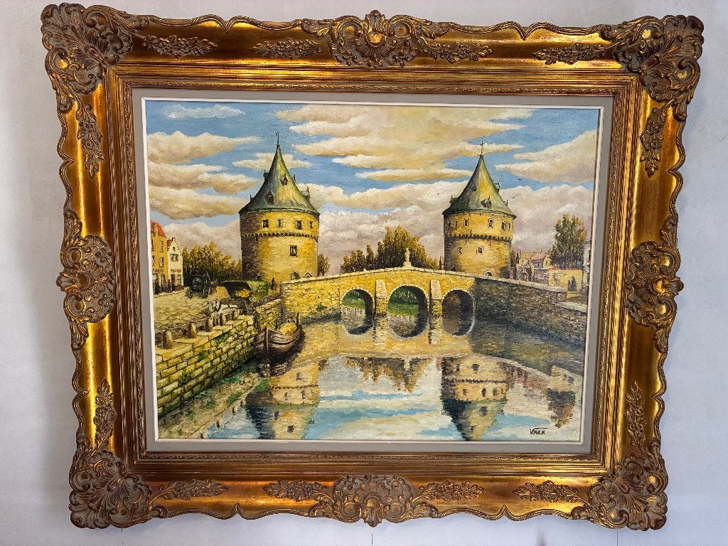 Ingelijst schilderij De Broeltorens Kortrijk, Ophalen