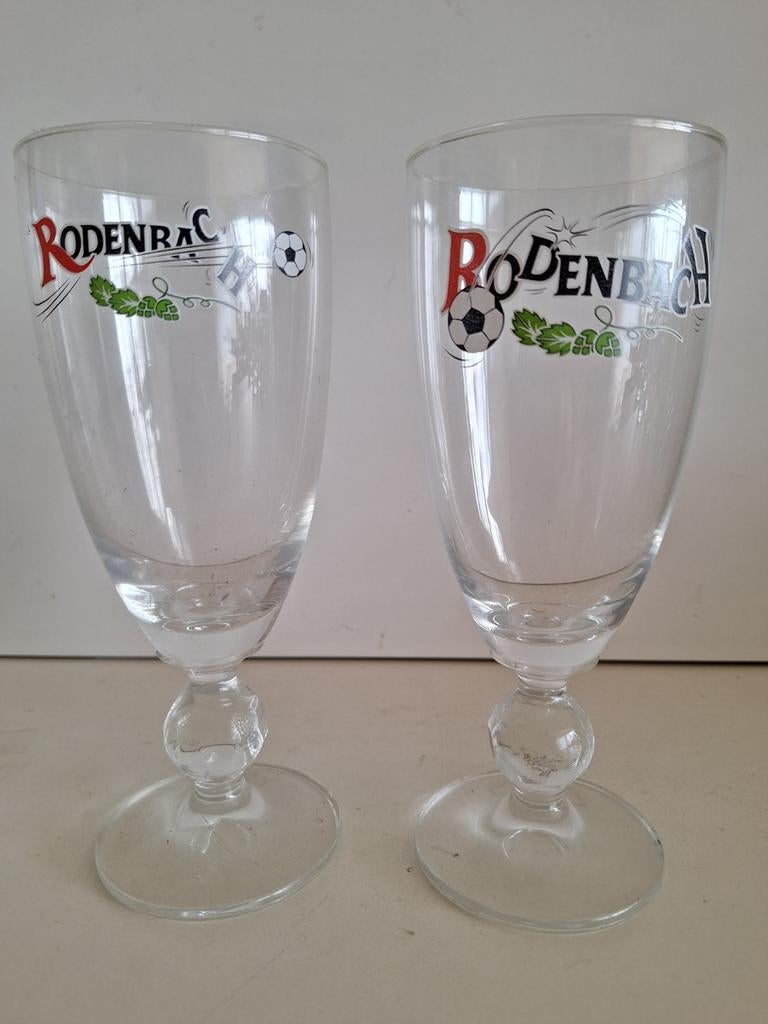 2x jaren 90 limited edition voetbal glazen Rodenbach, Enlèvement ou Envoi