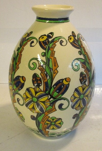 grote art deco Boch Keramis gestyleerde bloemen   189, Antiek en Kunst, Verzenden