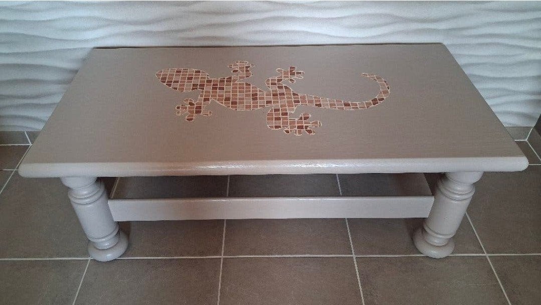 Salontafel met mozaïek, Huis en Inrichting, Ophalen, 100 tot 150 cm, 50 tot 100 cm, Zo goed als nieuw