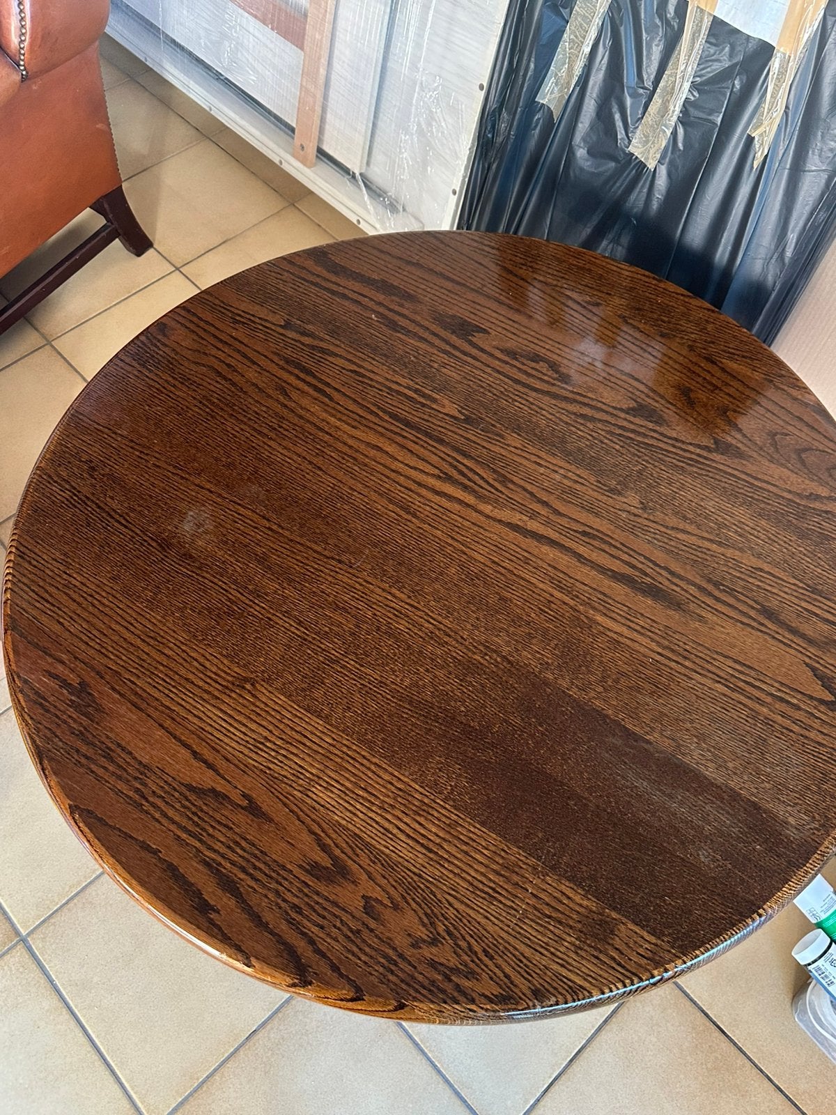 Massief eiken ronde salontafel, Huis en Inrichting, Tafels | Salontafels, Ophalen, Eikenhout
