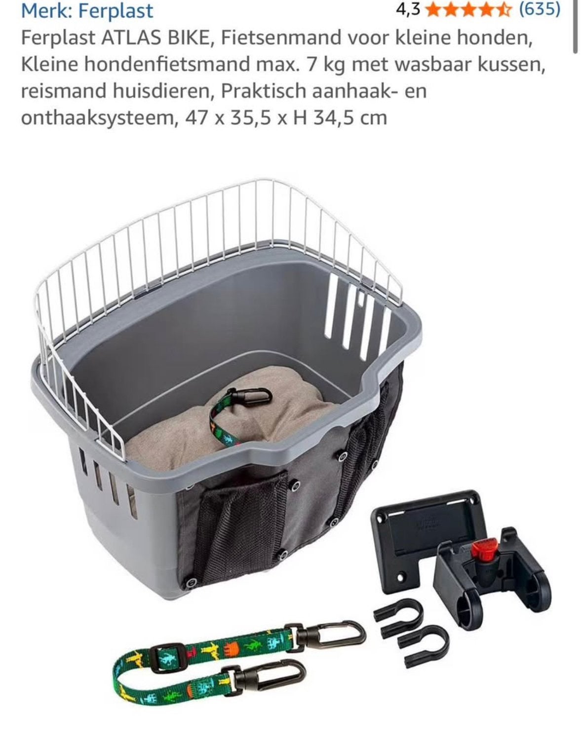 Fietsmand (voor hondjes) van Ferplast, Ophalen, Zo goed als nieuw, Fietsmand, Stuurbevestiging